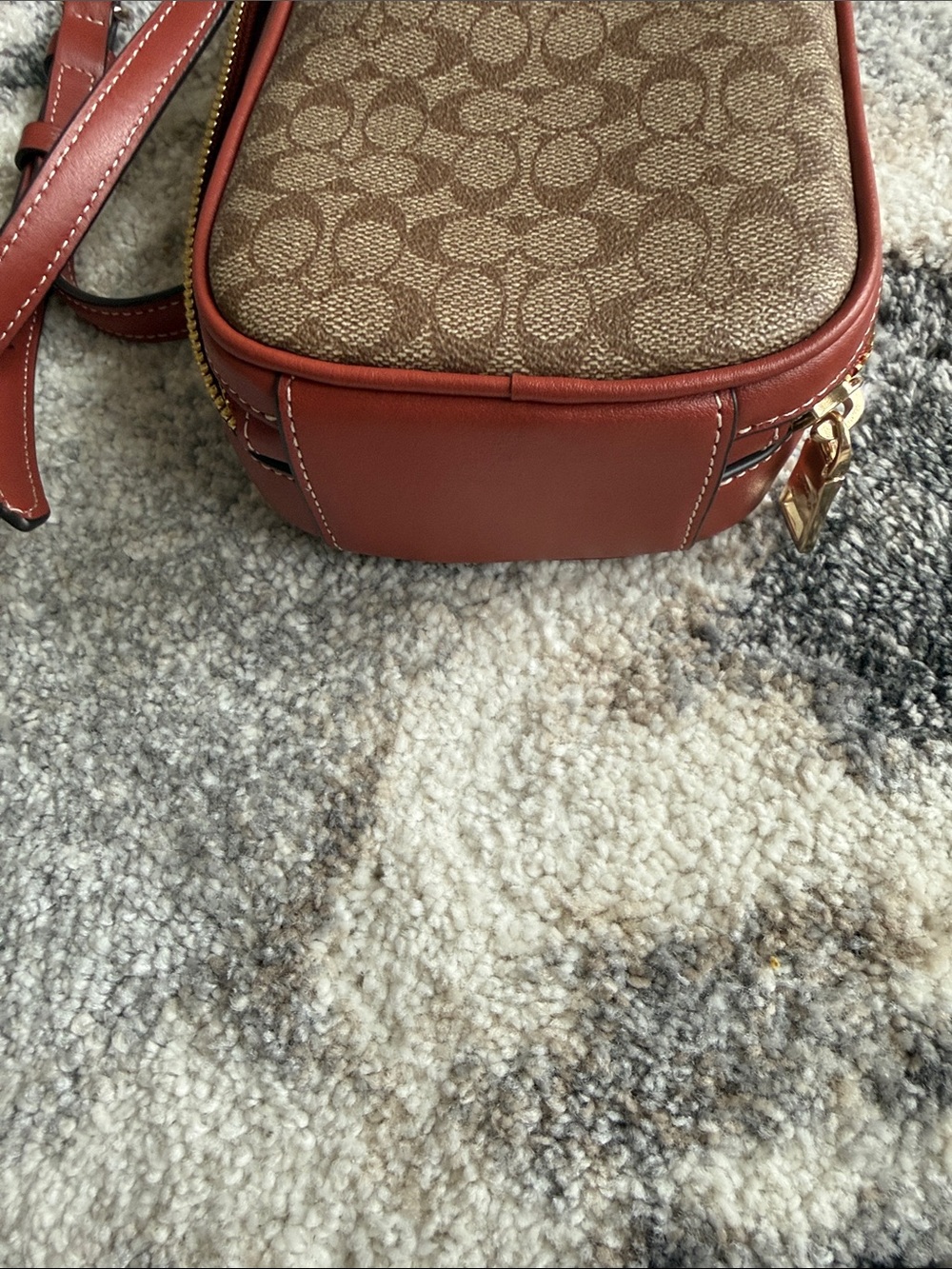 Coach Brown Signature Canvas with Red Trim Crossbody - Picture 4 of 5